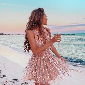 Hello Molly sparkly Deep V dress